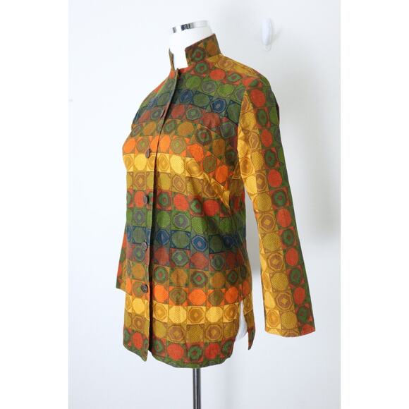 Vintage 1960's "Aladdin" Women's Nehru Collar Button Down Shirt Psychedelic - Picture 4 of 11